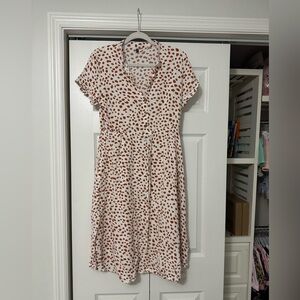 Women’s White Dress with Rust Spot Print